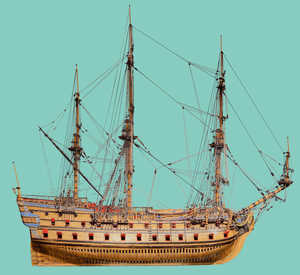 Les navires au XVIIIe siècle représentent un progrès technologique
majeur, avec l’application de la science à la construction navale.
Les constructeurs basques prennent une part active dans le
développement du navire. Modèle de navire dont on construira
plusieurs unités à Pasaia et à Orio, d’après les directives marquées
par Gaz-tañeta, entre 1713 et 1716.