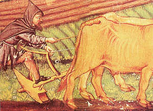 Nekazaritza lana, Goiz Erdi Aroko fresko italiar baten arabera.