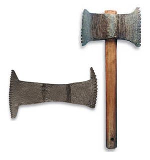 63.	A pair of forged stonecutter's hammers, of the kind used by Basque stonemasons to carve ashlar stone.