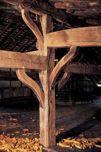 78.	A Baroque framework, with curved props and joint marks where the different parts meet.