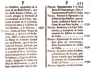 Extract from the book, "El guipuzcoano instruido". Donostia-San Sebastian, 1780.