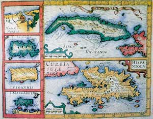 Les les de Cuba et Espaola, La Havane, Saint Jean et Marguerite. Gerardus Mercator (1610)