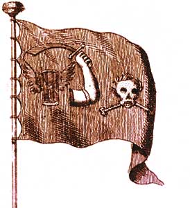 Buru-hezurra eta zangarra adierazten dituen bandera, "Jolly Roger" ezaguna