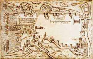 Map of La Rochelle port. Antonio Lafreri (1580).