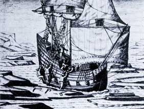81.	Engraving by De Bry, from 1601, representing a ship surrounded by ice.