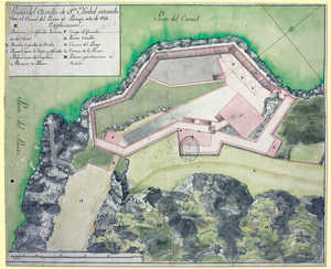 24.Plano del Castillo de S[an]ta Ysabel situado sobre el canal del Puerto de Passage: ao de 1754.© Carlos Mengs