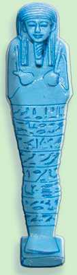124. Uchebti de porcelaine, correspondant à la Basse Epoque, mis au jour dans la nécropole de Saqqarah, datée du IVe siècle avant notre ère.© 