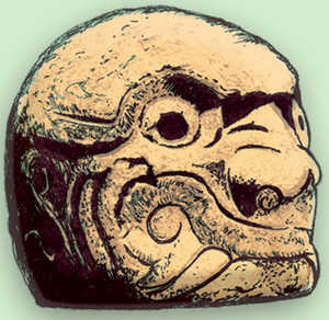 125. Peruko Chavín de Huantar aztarnategiko 'buru iltzatu' bat. Chavín zibilizazioa gure Aroaren aurreko 1000 eta 300 urte bitartean garatu zen.© 