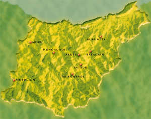 18. Mapa de localización de los poblados fortificados de la Edad del Hierro conocidos en Gipuzkoa.© Xabi Otero
