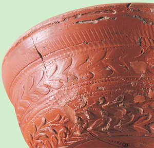 188. Vaisselle de table, de type sigillé, du port romain d'Oiasso (Irun), manufacturée dans les ateliers de Montans.© Xabi Otero